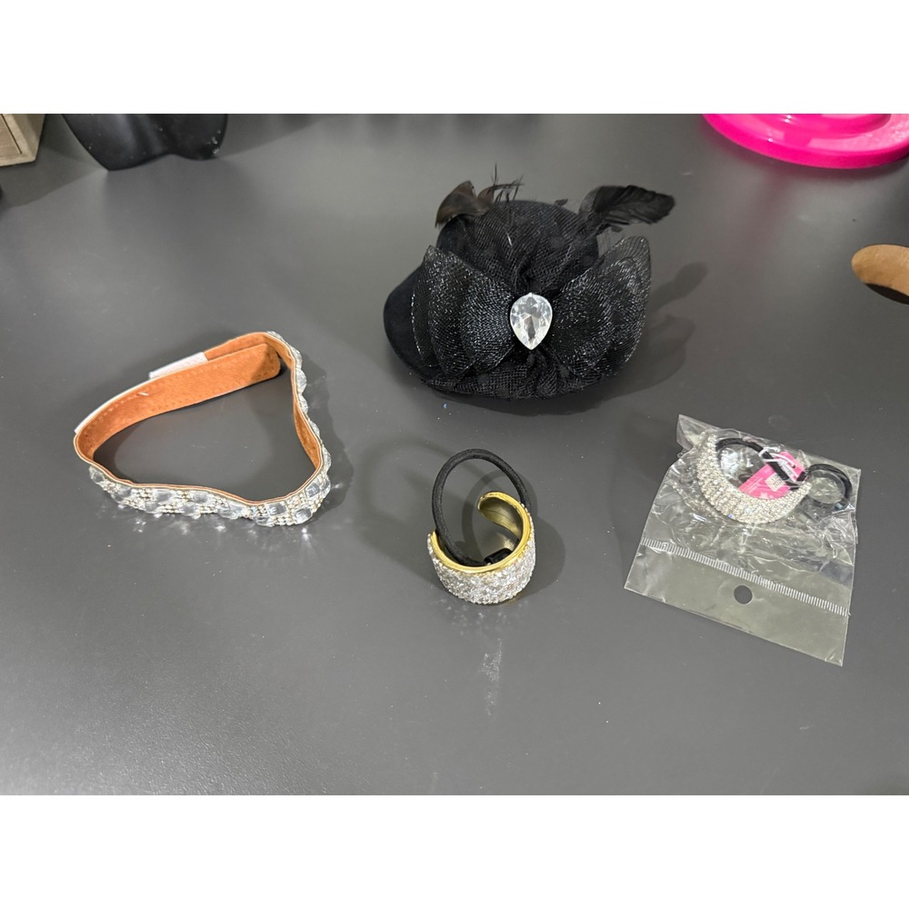 Comp dance bundle- Rhinestone Hair Accessory Ponytail Cuffs Mini Hat w/ clips